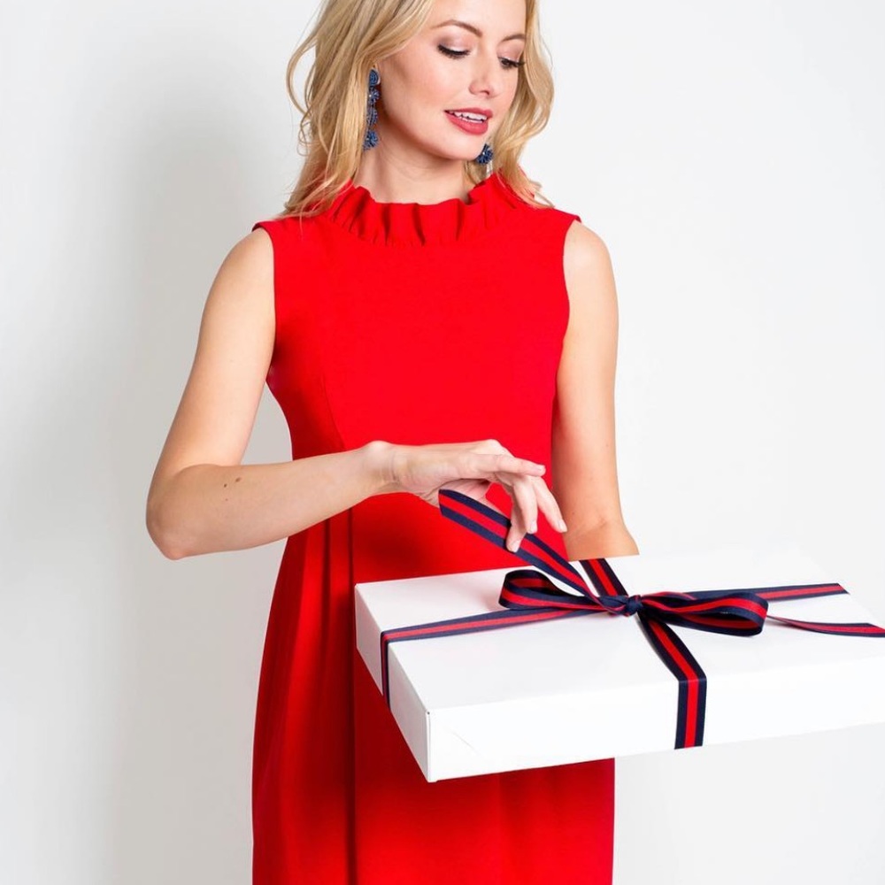 Camille Beth Red GoGo Mini Dress with Ruffle Detail and Button Back